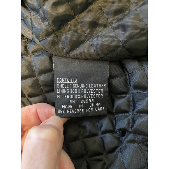 VINTAGE Members Only Jacket Mens Large Black Leather Full Zip Bomber Grunge 80s - Picture 6 of 10